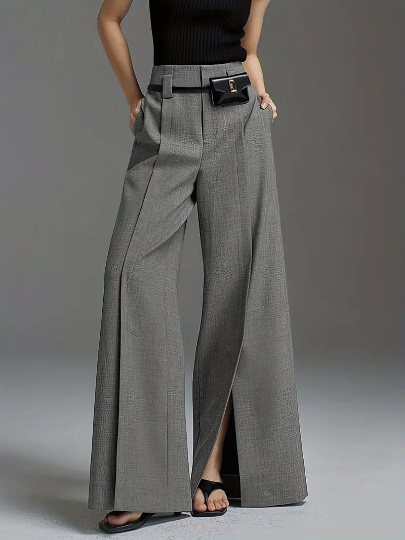 Casual Split Flared Trousers Excluding Belt Waist Bag