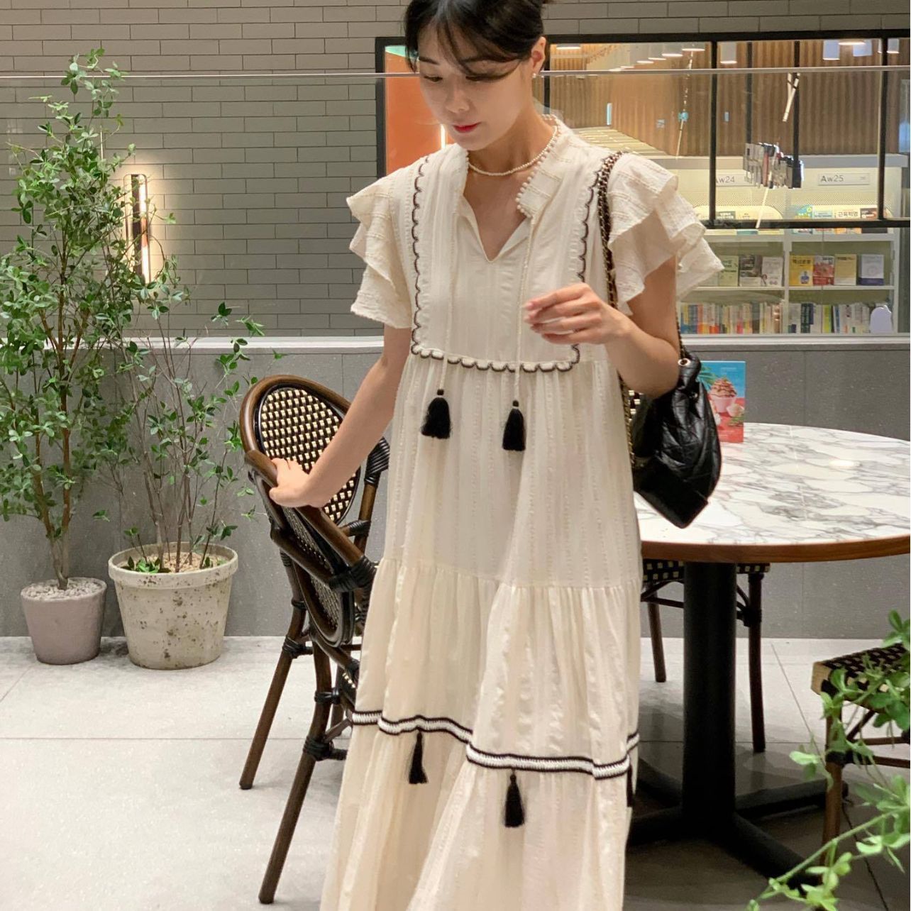 Sweet Fashion Tassel Decorative Stitching Flounced Skirt