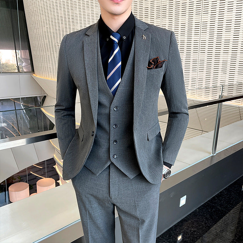 Slim Fit British Style Casual Suit, Male Business Formal Wear