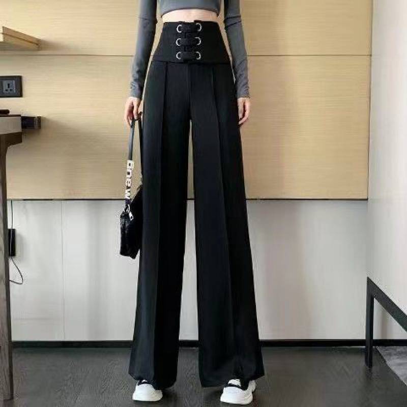 women's high waist wide leg pants drape straight spring autumn