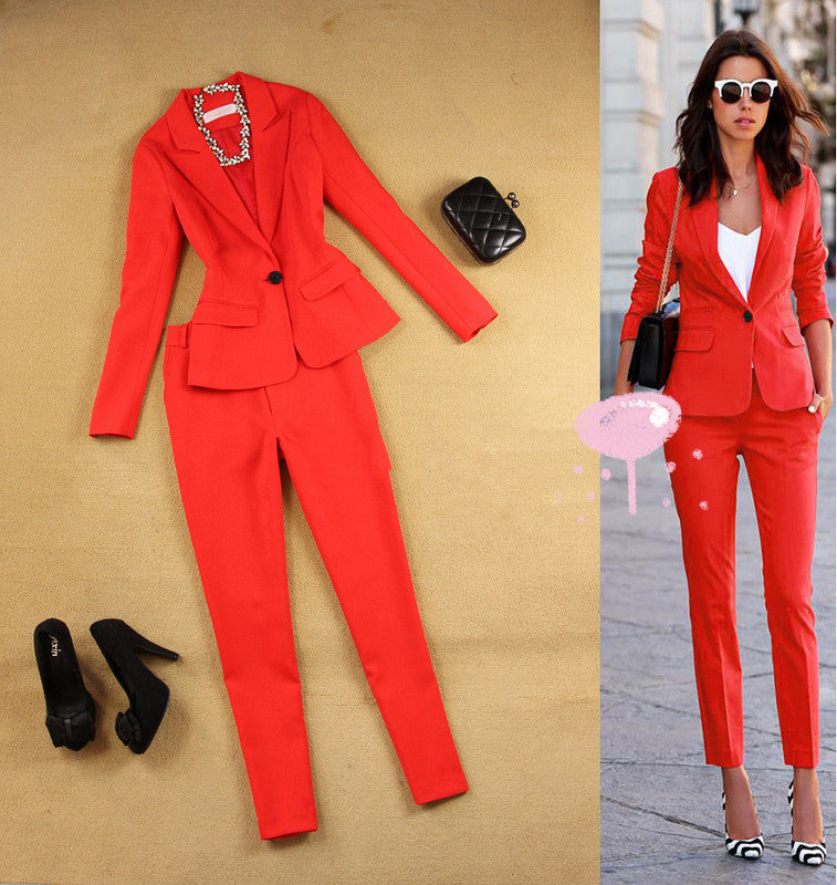 British Slim Light Blue Suit + 9 Pants Set
