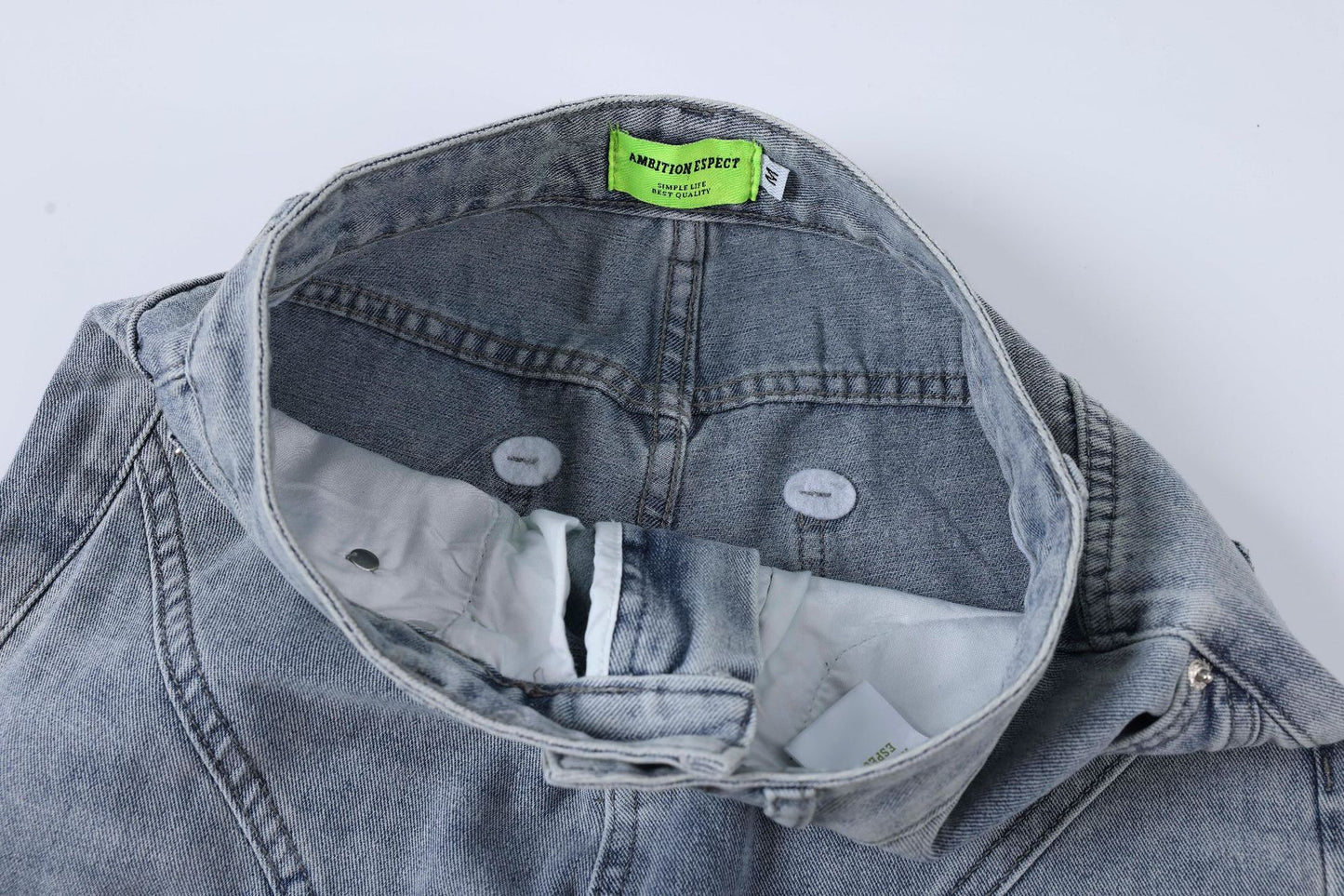 Pantalon en denim délavé droit ample Maychao pour hommes et femmes