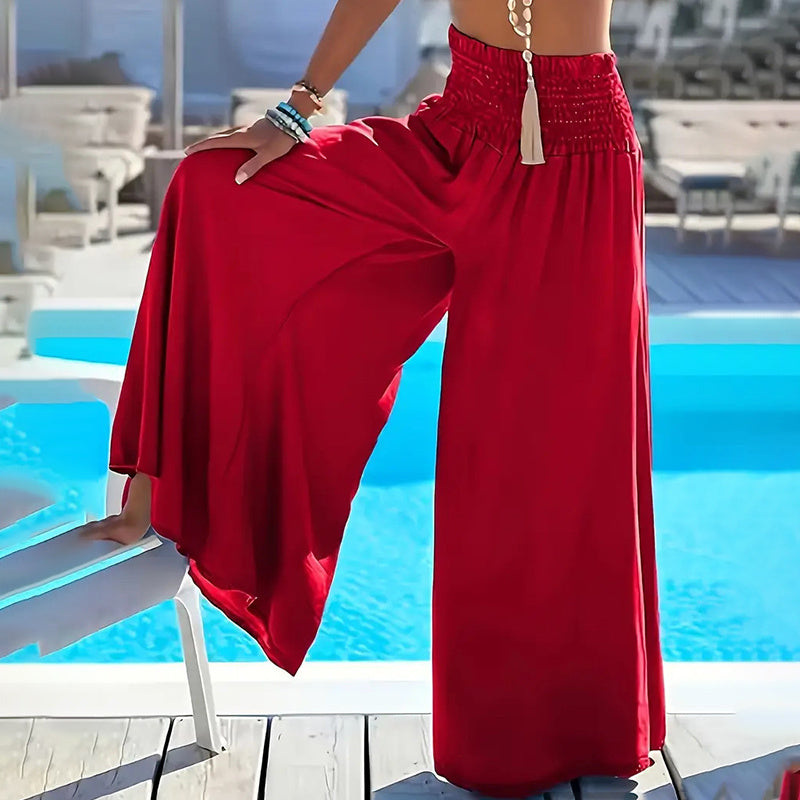 Womens Plus Size Palazzo Long Pants High Waist Wide Leg Stretchy Loose Fit Casual Trousers