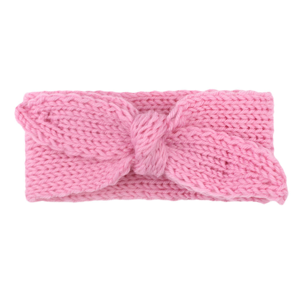 Baby Winter Solid Big Bow Fish Knit Wool Headband