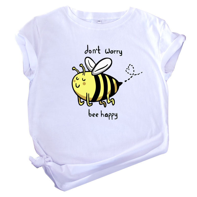 Cute Little Bee Cartoon Women's Clothing Large Size Printing