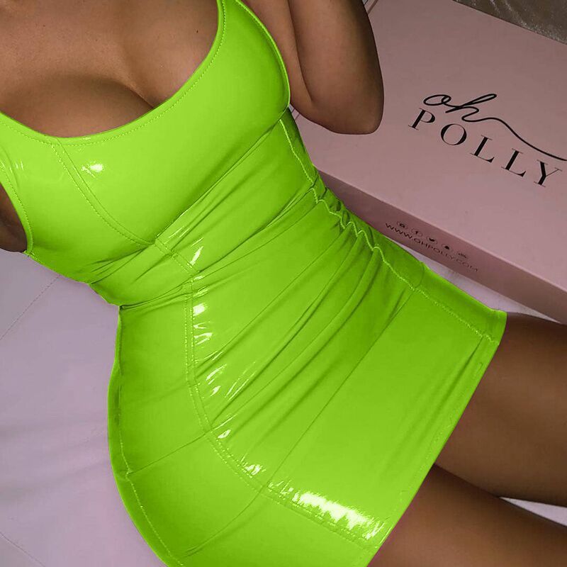 Sexy Tight Leather Hip Skirt Party Festival Dresses