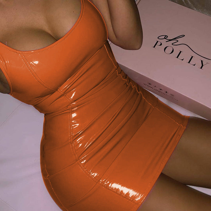 Sexy Tight Leather Hip Skirt Party Festival Dresses
