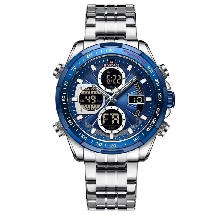 Montre multifonction pour homme avec bracelet en acier inoxydable