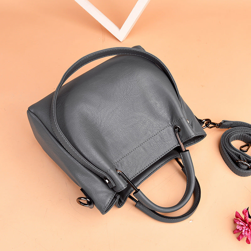 Women's Bags Soft Leather Retro Bucket Bag Handbag