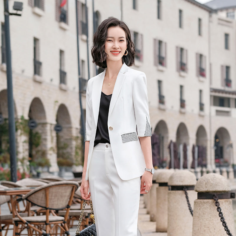 Women's Acetate Satin Solid Color Suit Jacket