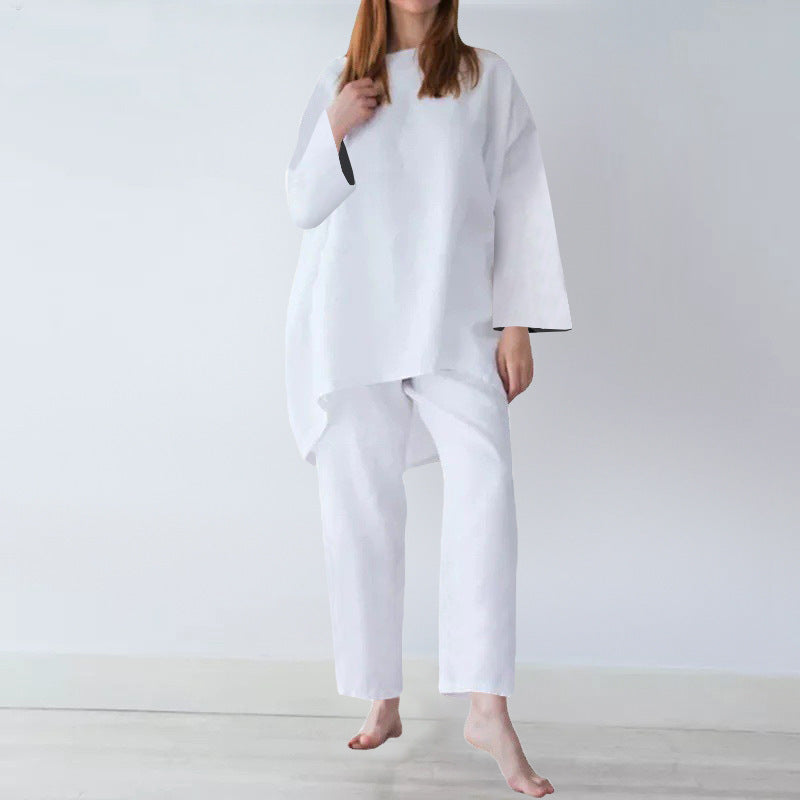 Women's Loose Fit Cotton Linen Two-Piece Set