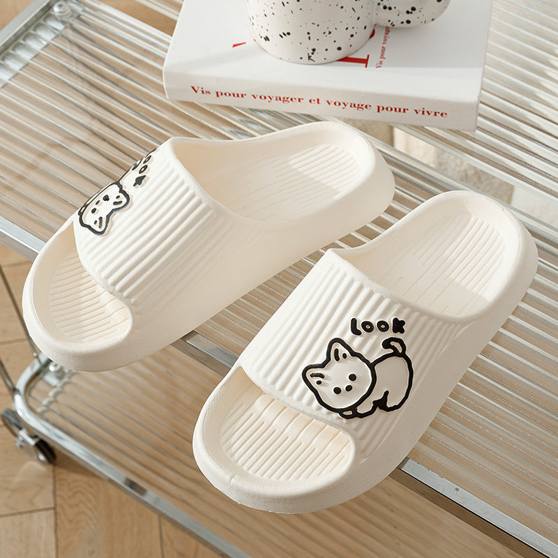 Cute Cat Home Slippers Bath Thick Platform Non-Slip Slides