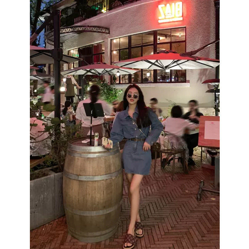 Women's Denim Dress With Sweet Cool Style With Belt