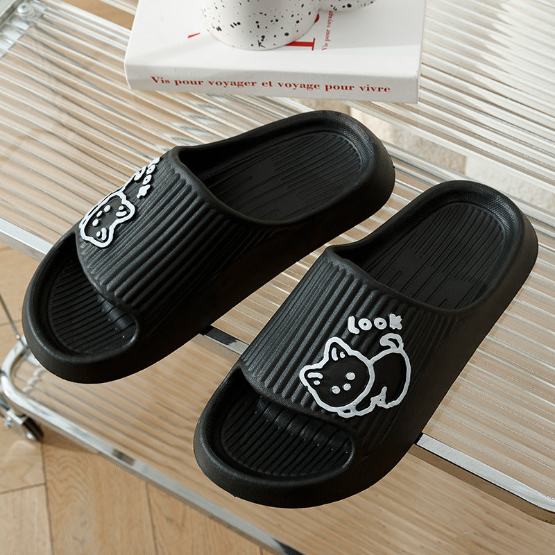 Cute Cat Home Slippers Bath Thick Platform Non-Slip Slides