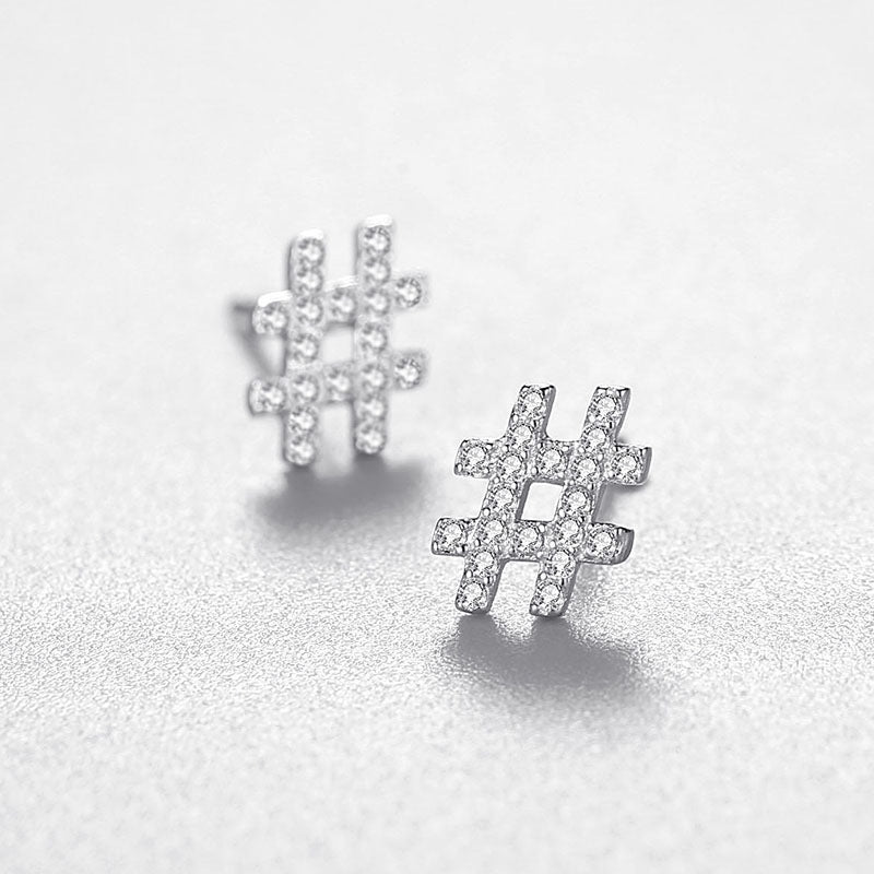 S925 Silver Micro Set Diamond Symbol Stud Earrings