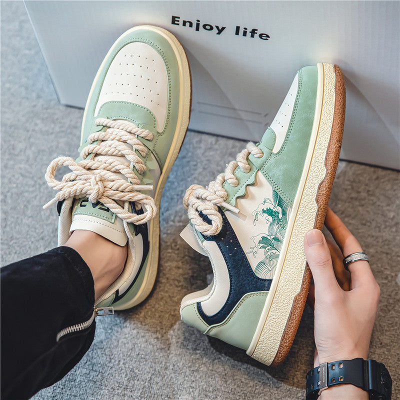 Lace-up Casual Shoes Men Soft Thick Sole Fashion Comfortable Breathable Flats Sneakers