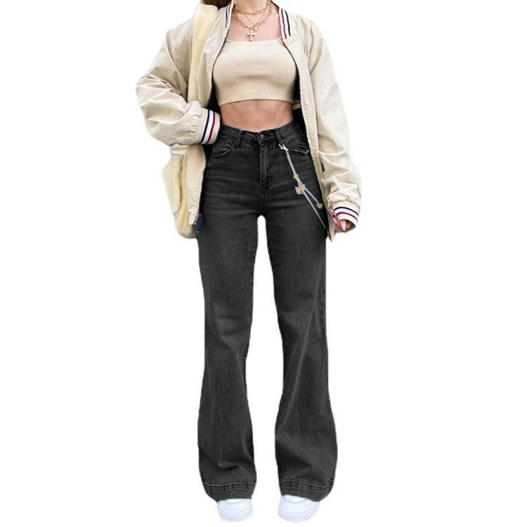 Denim Temperament Commuter Mini Slacks Dark Trousers
