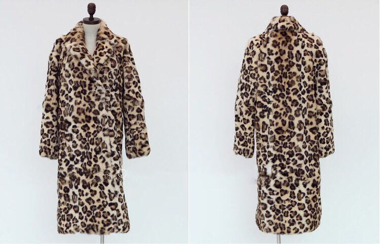 Fashionable Women's Simple Leopard Print Long Coat