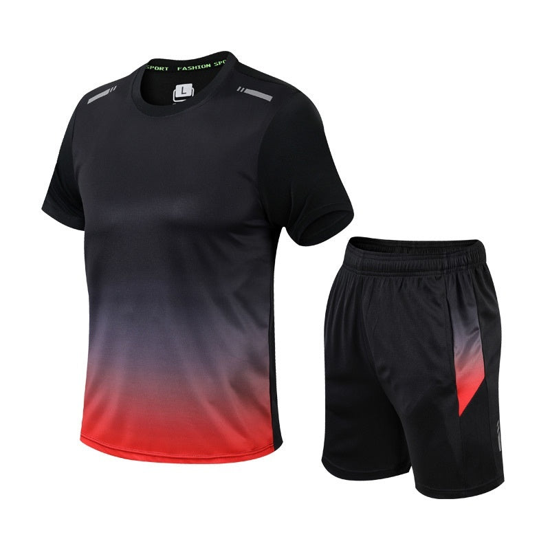 Quick Drying Men's Short Sleeve Shorts Two-piece Set