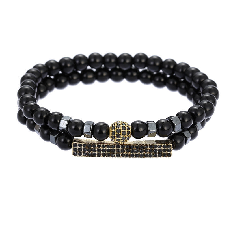Retro Simple Black Frosted Bracelet Set