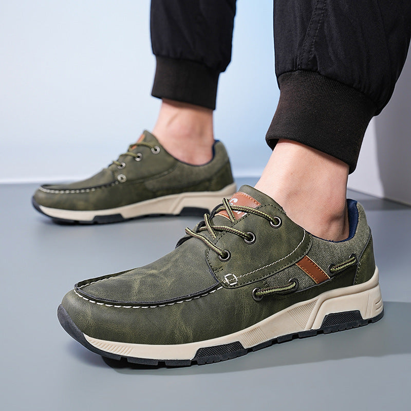 Leather Breathable Sneaker Men's Plus Size Casual Commuter Shoes