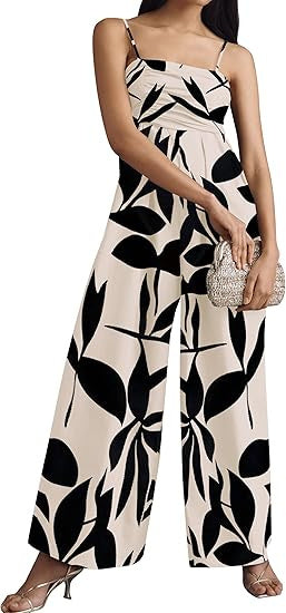 Women's Backless Waist Trimming Wide-leg Jumpsuit
