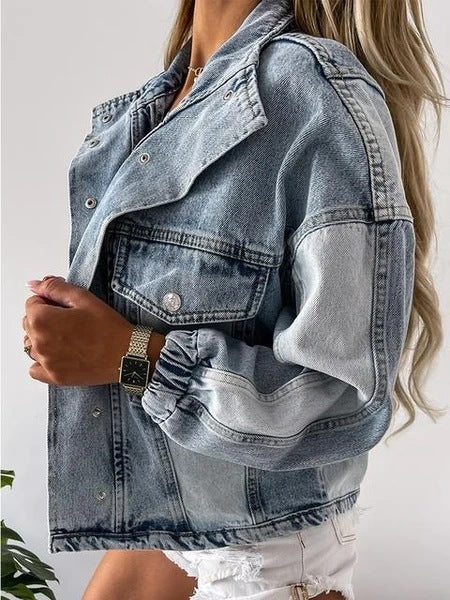 Color Matching Loose Ladies Denim Jacket