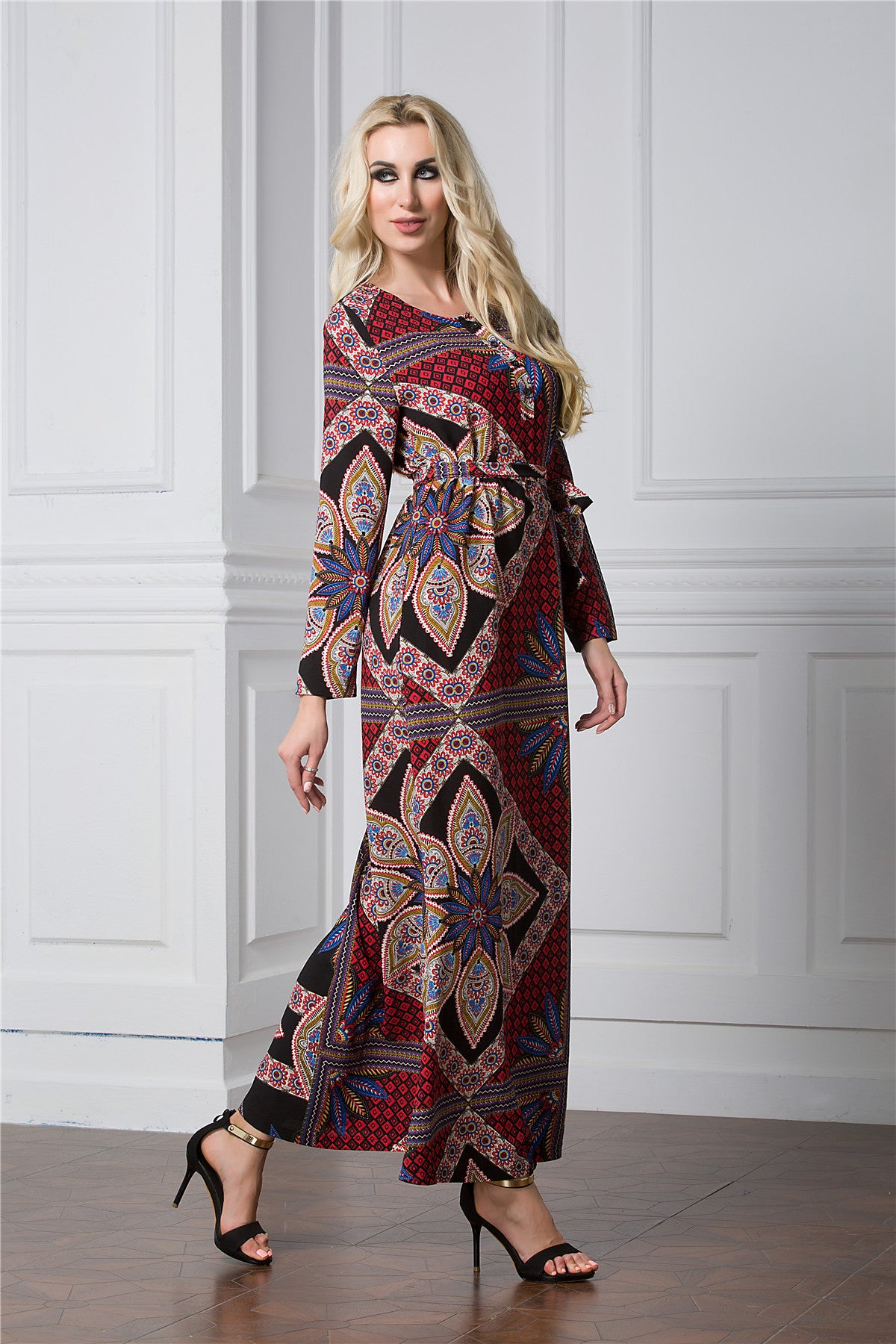 Plus Size Vintage Colorful Long Loose Abaya Dress