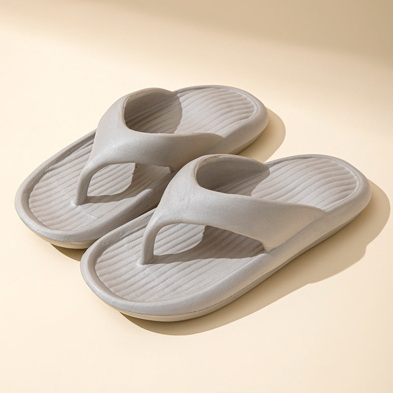 Solid Color Striped Texture Flip-Flops Slippers For Women Men