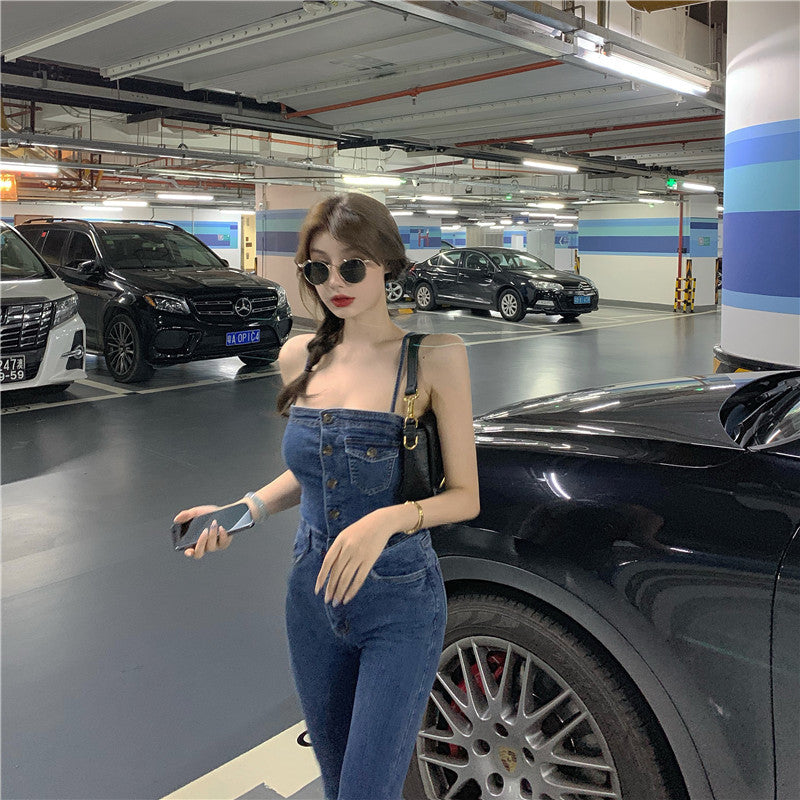 Strapless tube top jumpsuit