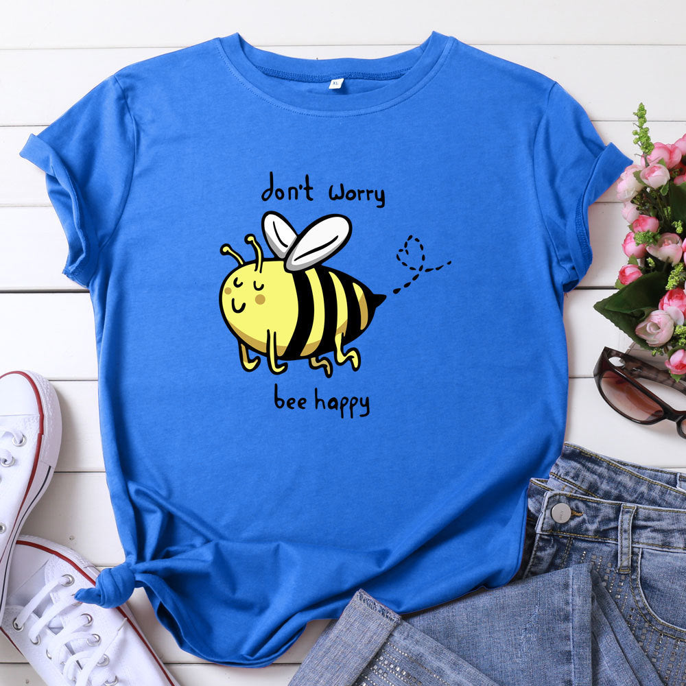 Cute Little Bee Cartoon Women's Clothing Large Size Printing