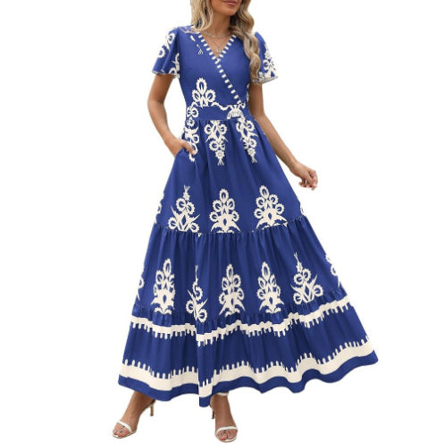 Flared Sleeves Layered Floral Dress