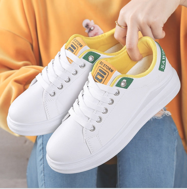 Women”s white shoes spring flat shoes