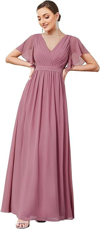 Classy High Waist Slimming Solid Color Bridesmaid Dress