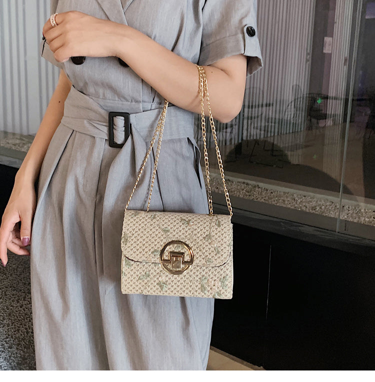 Small Fragrance Single Shoulder Chain Straw Bag