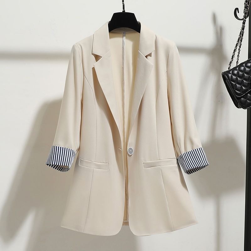 Slim Drape Thin Three-quarter Sleeve Suit Top