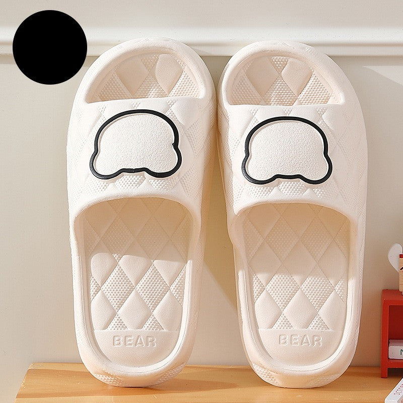 Rhombus Design Bear Slippers Non-slip Thick Soles Floor For Women & Men