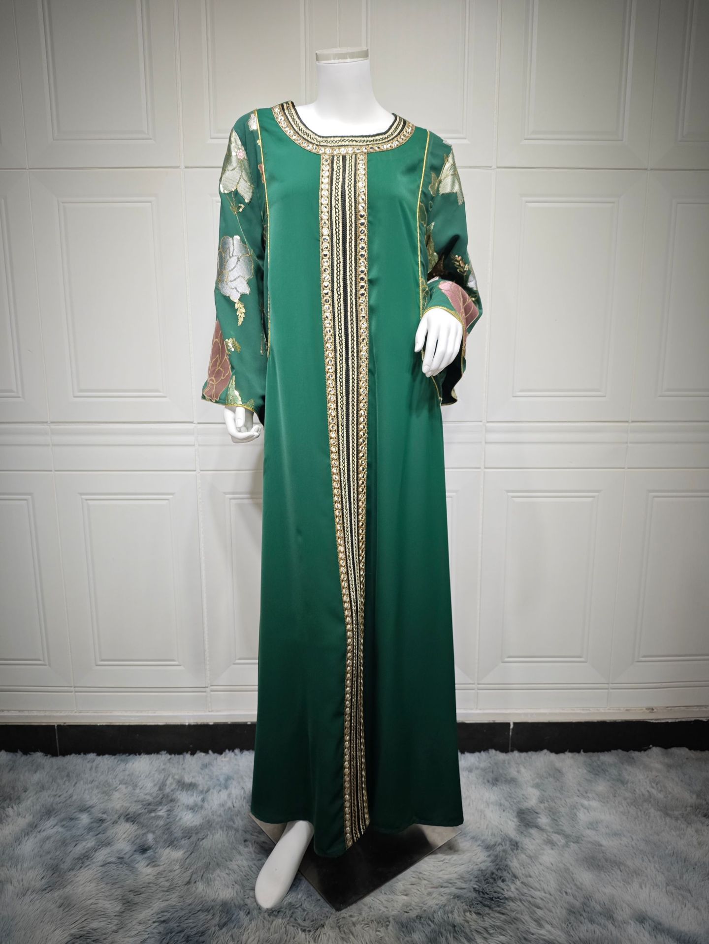 Elegant Abaya Dress Sequin Embroider Sequined Women's Clothing