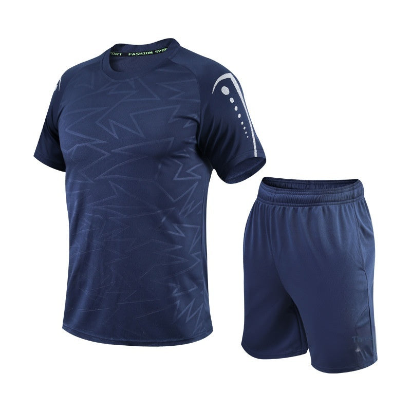 Quick Drying Men's Short Sleeve Shorts Two-piece Set