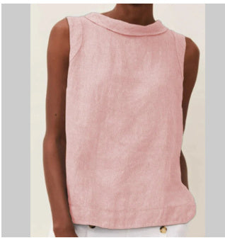 Solid Color Round Neck Short Pullover Casual Solid Color Sleeveless Top