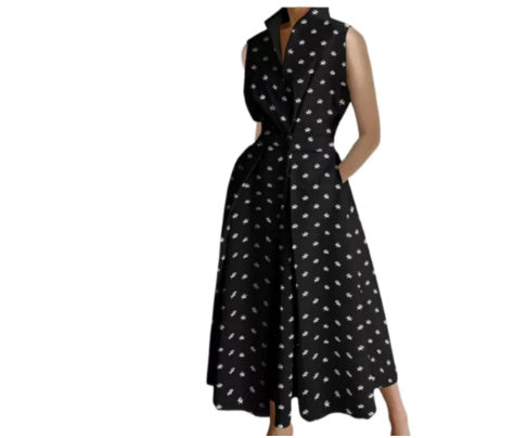 Women's Fashionable Printed Button Dress