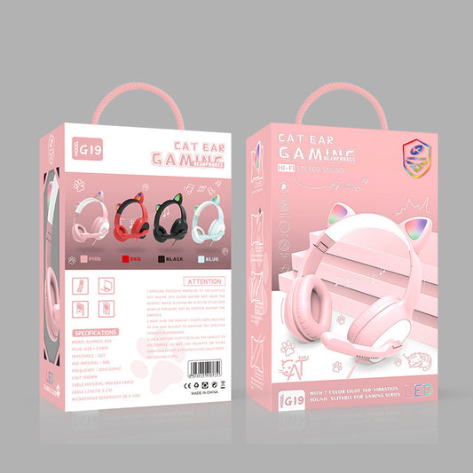 Wired Gaming Headphones G19 - Pink, Red, Black, Light Blue