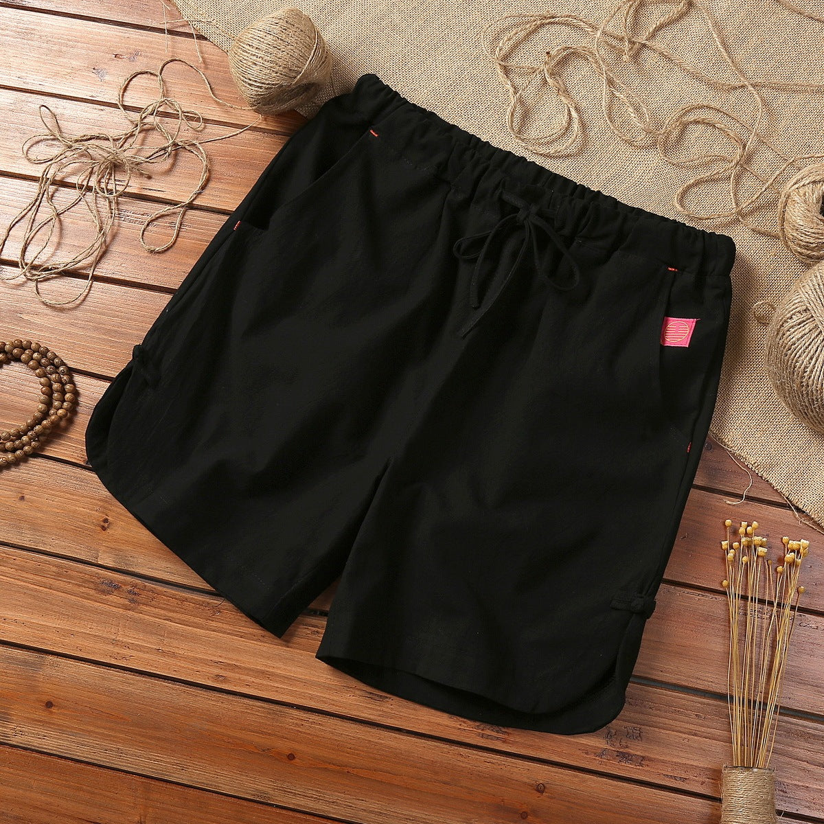 Plus Size Cotton & Linen Casual Shorts Breathable