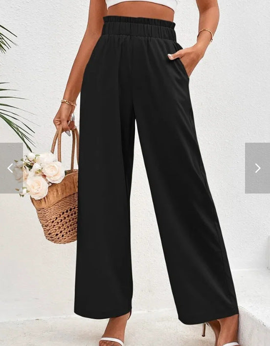 New Loose Cotton And Linen High Waist Wide Leg Trousers