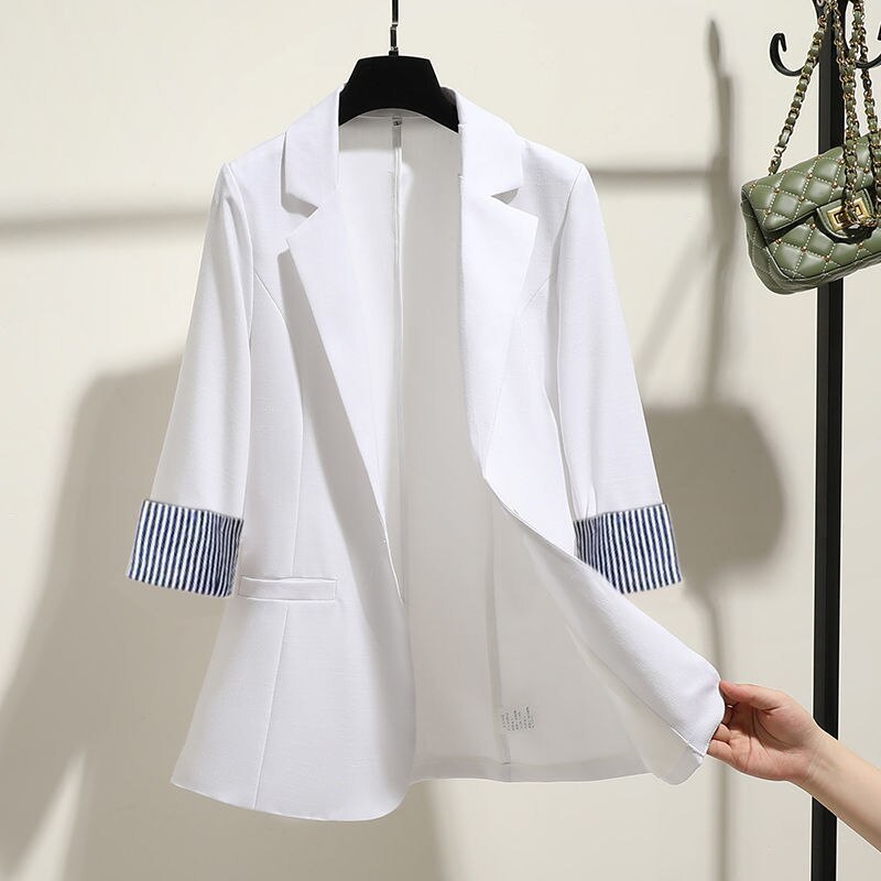 Slim Drape Thin Three-quarter Sleeve Suit Top