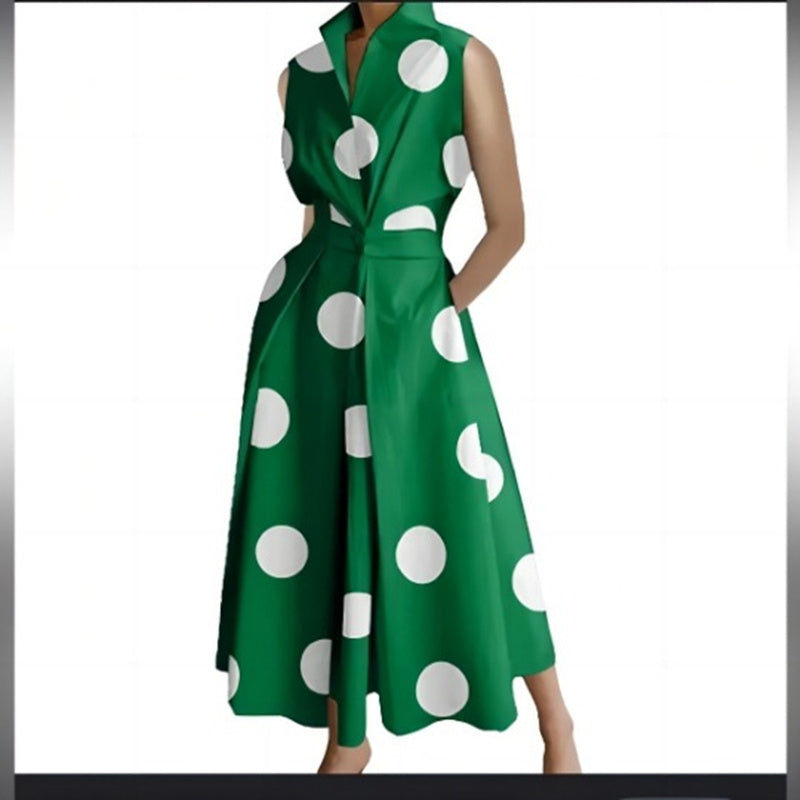 Women's Fashionable Printed Button Dress