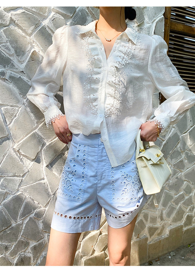 Women's Long Sleeve French Style Design Socialite Style Commuter Women's Shirt European And American