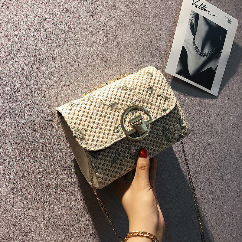 Small Fragrance Single Shoulder Chain Straw Bag