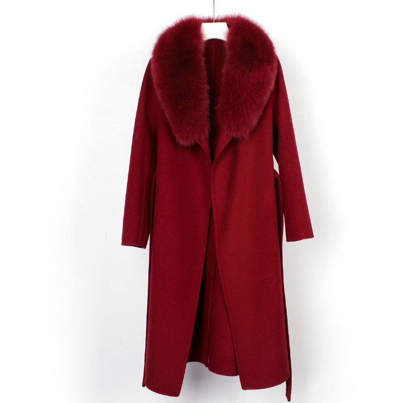 Wool Double-Faced Overcoat with Belt Slim Fit Autumn Winter