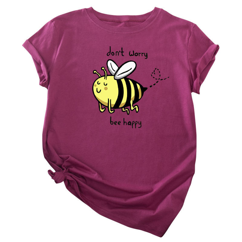 Cute Little Bee Cartoon Women's Clothing Large Size Printing